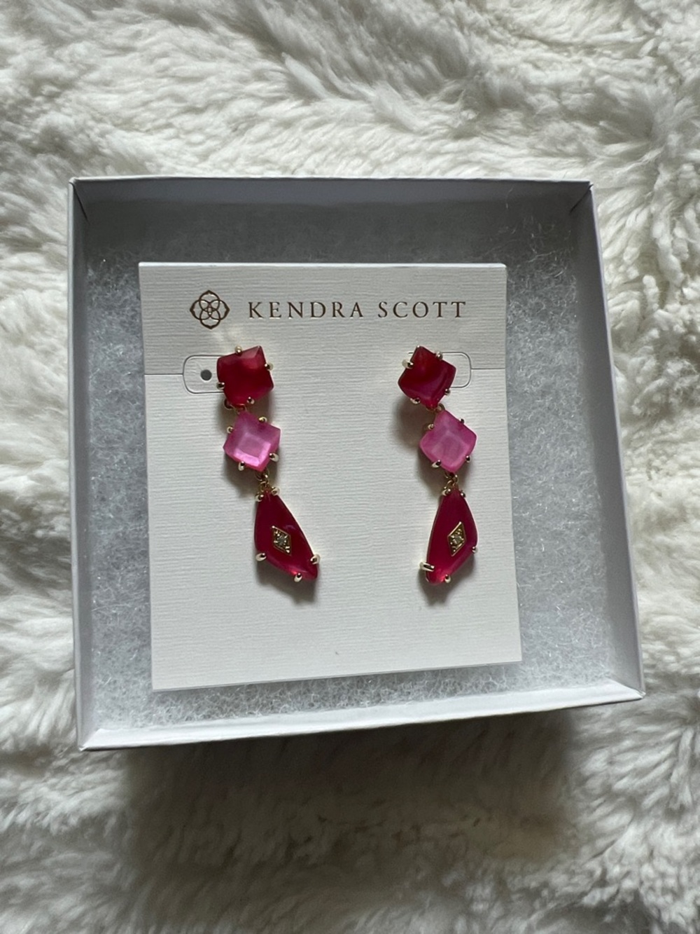 Kendra Scott Fuchsia and Bubblegum Pink Triple-Drop Earrings
